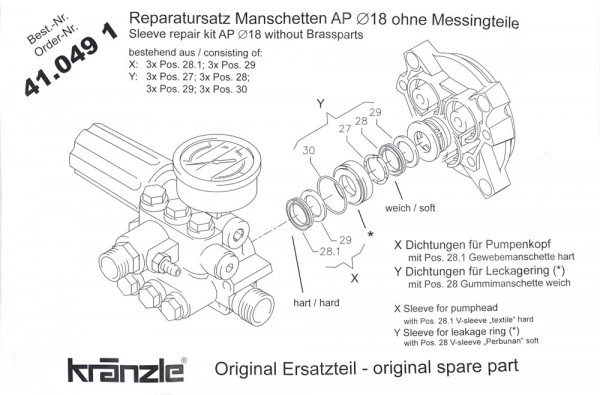 Original Kränzle Reparatur-Satz Ventile AP-Pumpen 